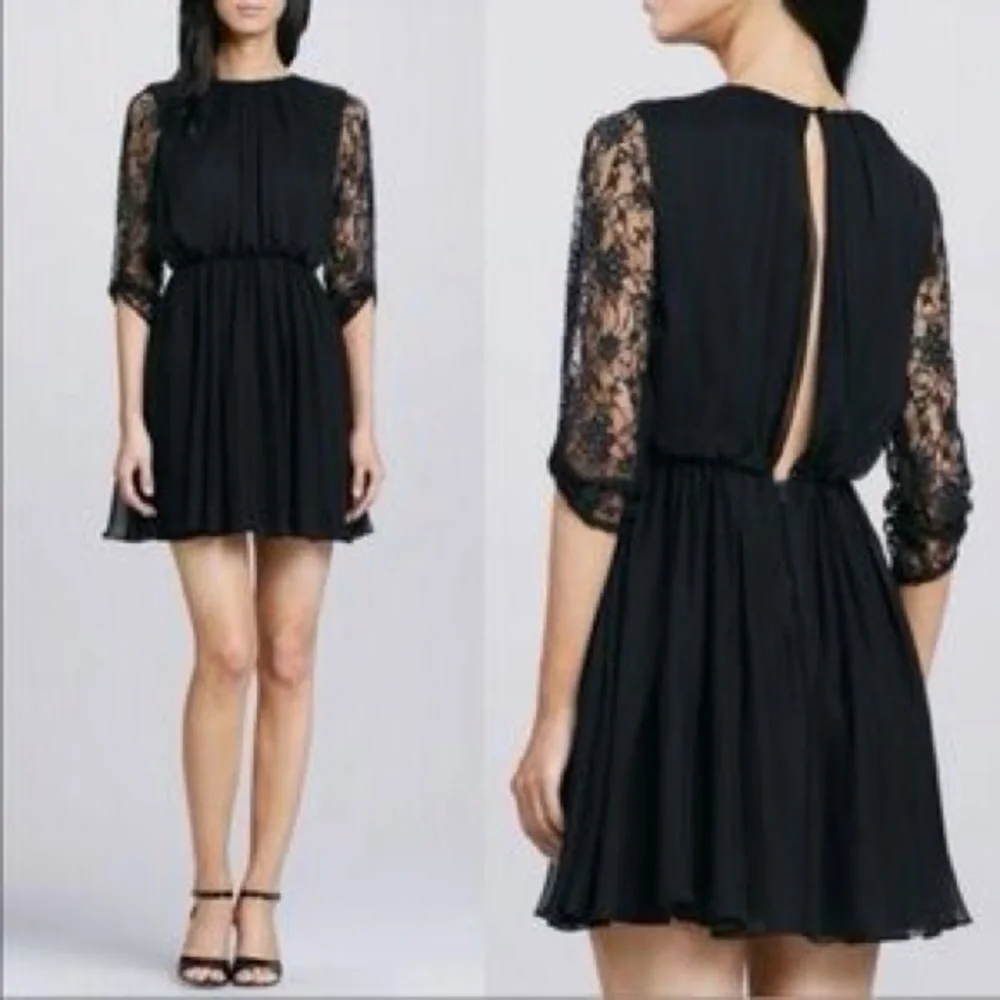 Alice + Olivia Black Lace Long Sleeve Open Back Dress size XS - Picture 1 of 14